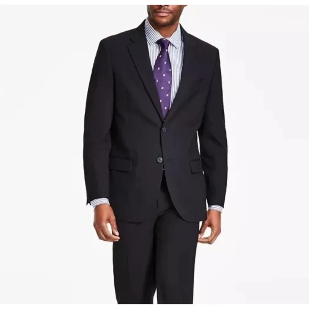 Nautica Men's 2-pc Suit Blazer Jacket 44R Pants 38W 32L Solid Black
